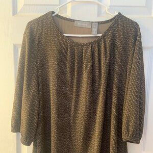 Liz Claiborne Womens Crew Neck 3/4 Sleeve Blouse